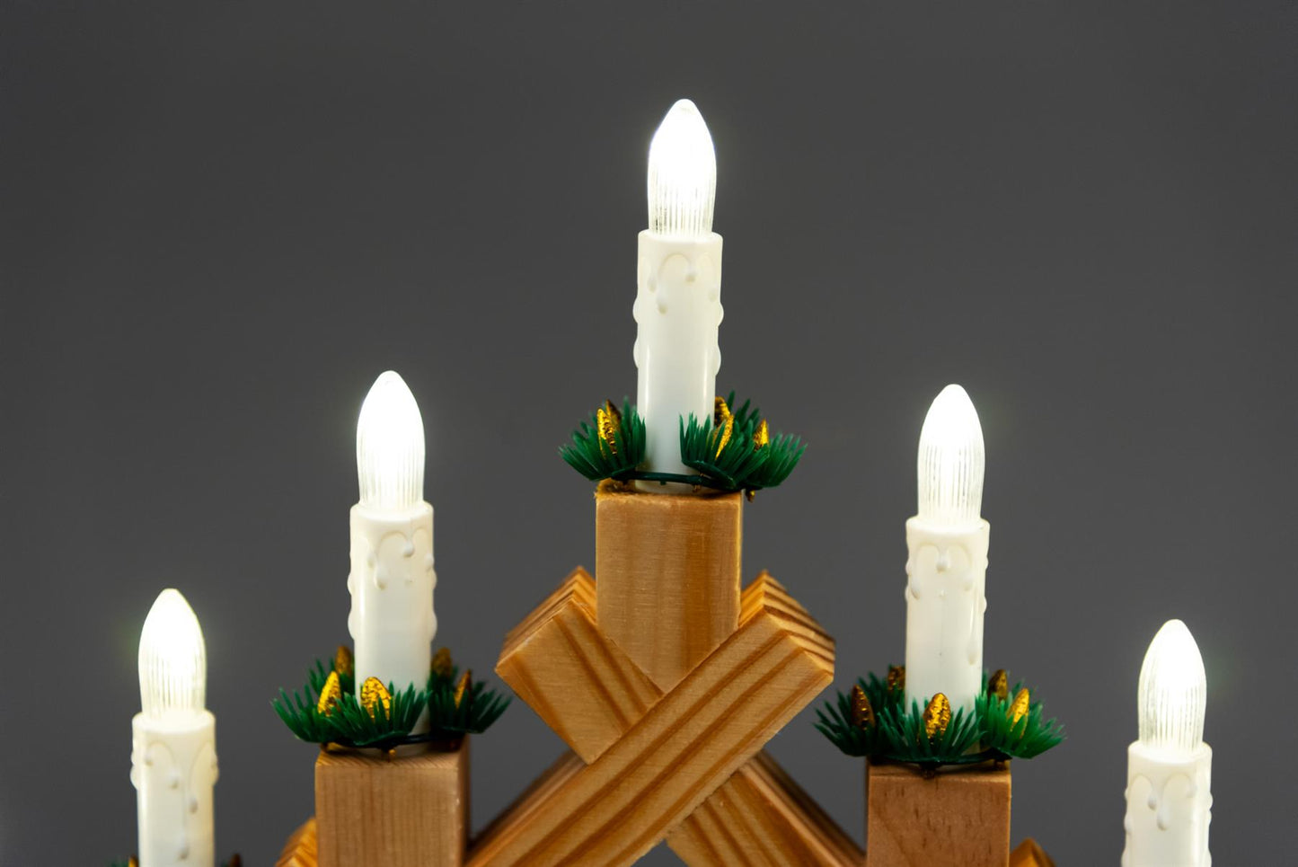 Wooden Candle Bridge Light - 7 Bulb