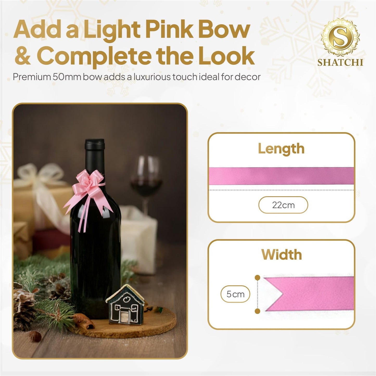 Shatchi 60pcs Light Pink 50mm/5cm Pull Bows Gift Wrap & Hampers