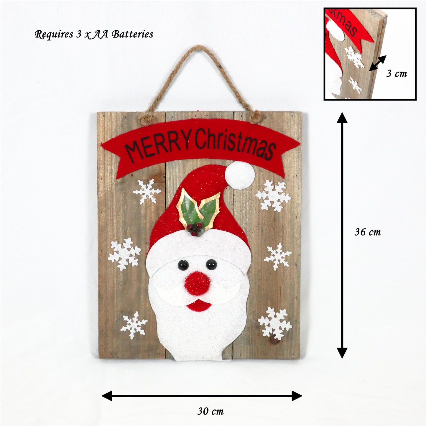 Wooden Hanging Frame Decor Santa 30x3x36H cm