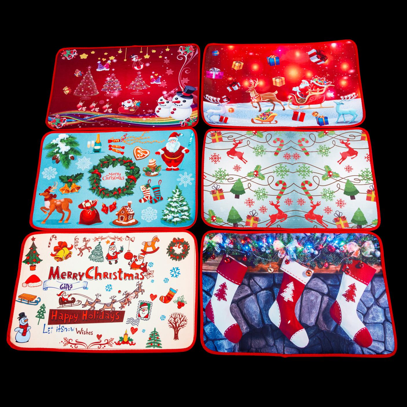 Christmas Door Mat, Assorted Santa