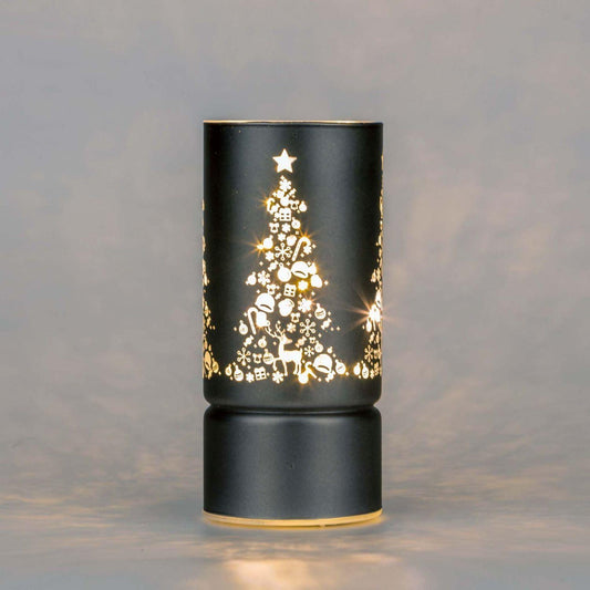 17cm LED Grey Glass Christmas Vase