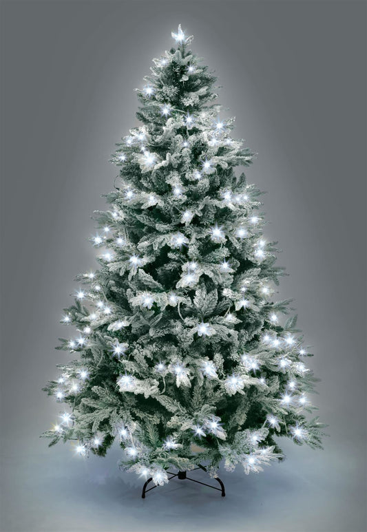 7ft Pre-Lit Snow Covered Tree with White LEDs