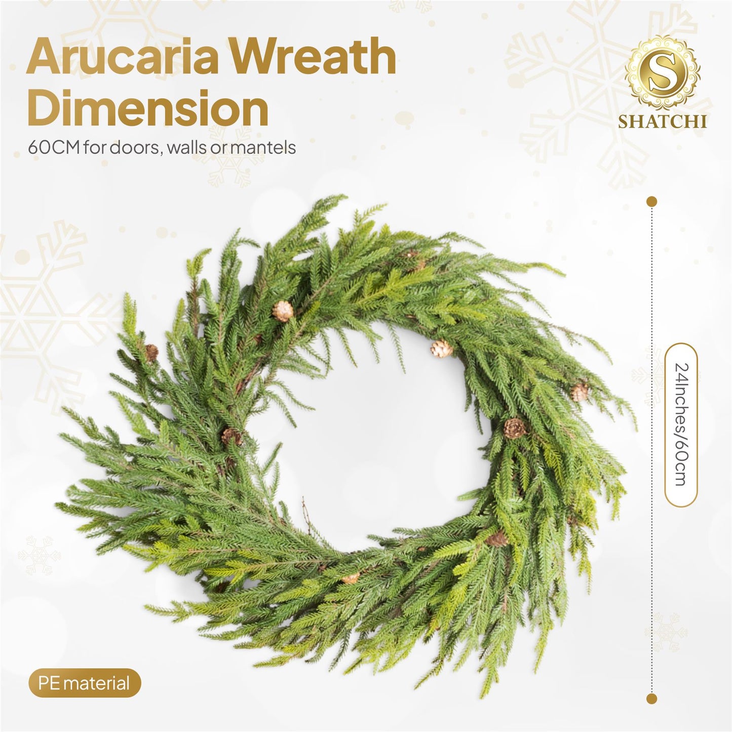 60CM ARAUCARIA WITH MINI PINE CONES WREATH