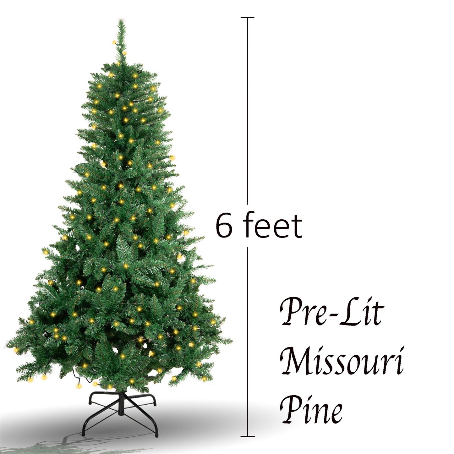 6ft Pre-Lit Green Christmas Tree with White LEDs