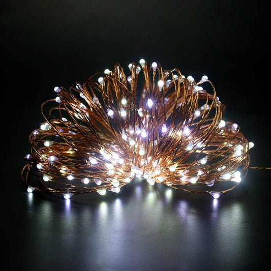 40 White LED Battery Operated Lights with Gold Wire 1pks