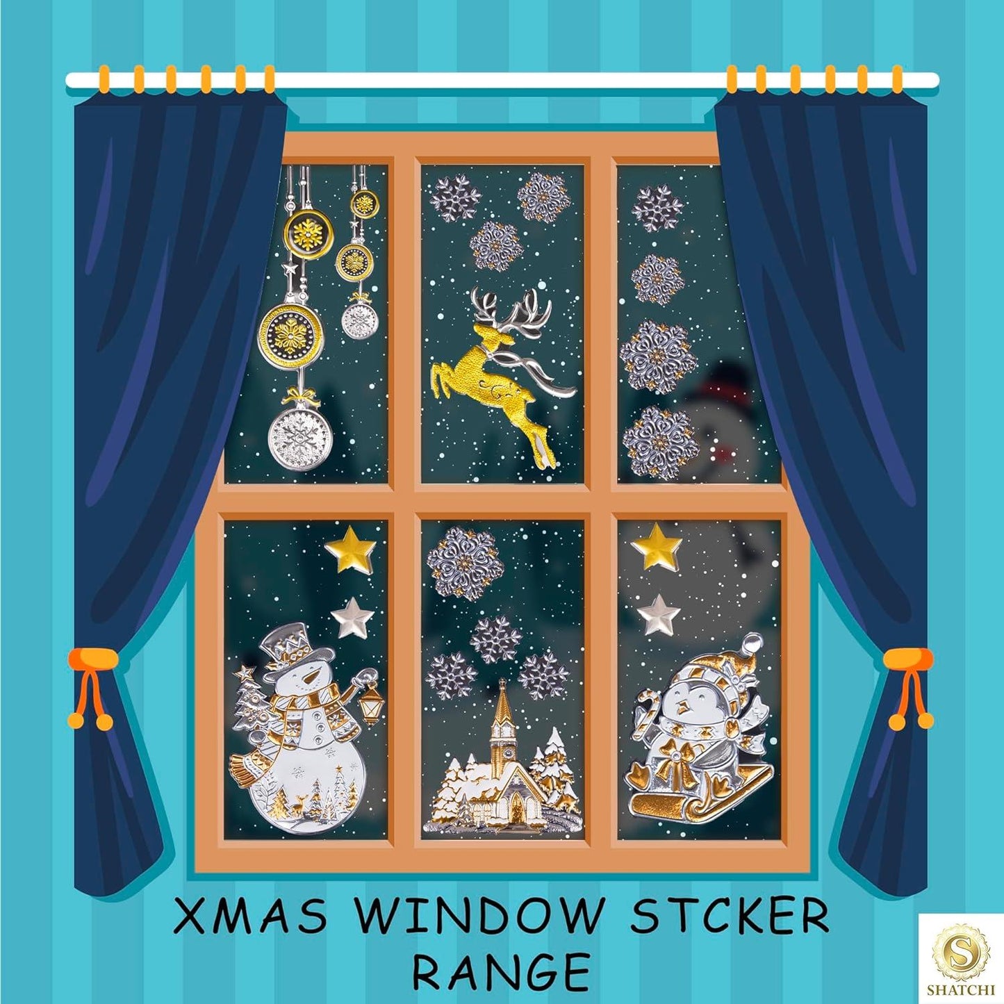 3D Window Stickers - 4 Assorted Sheets (67 Stickers), Each Sheet Size 25x47cm