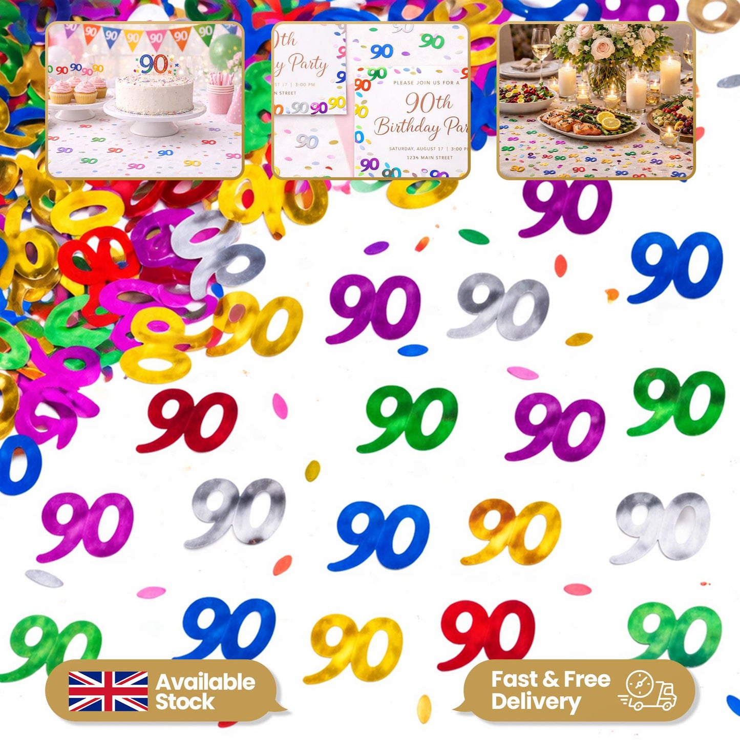 14g Mixed Happy 90th Birthday Confetti