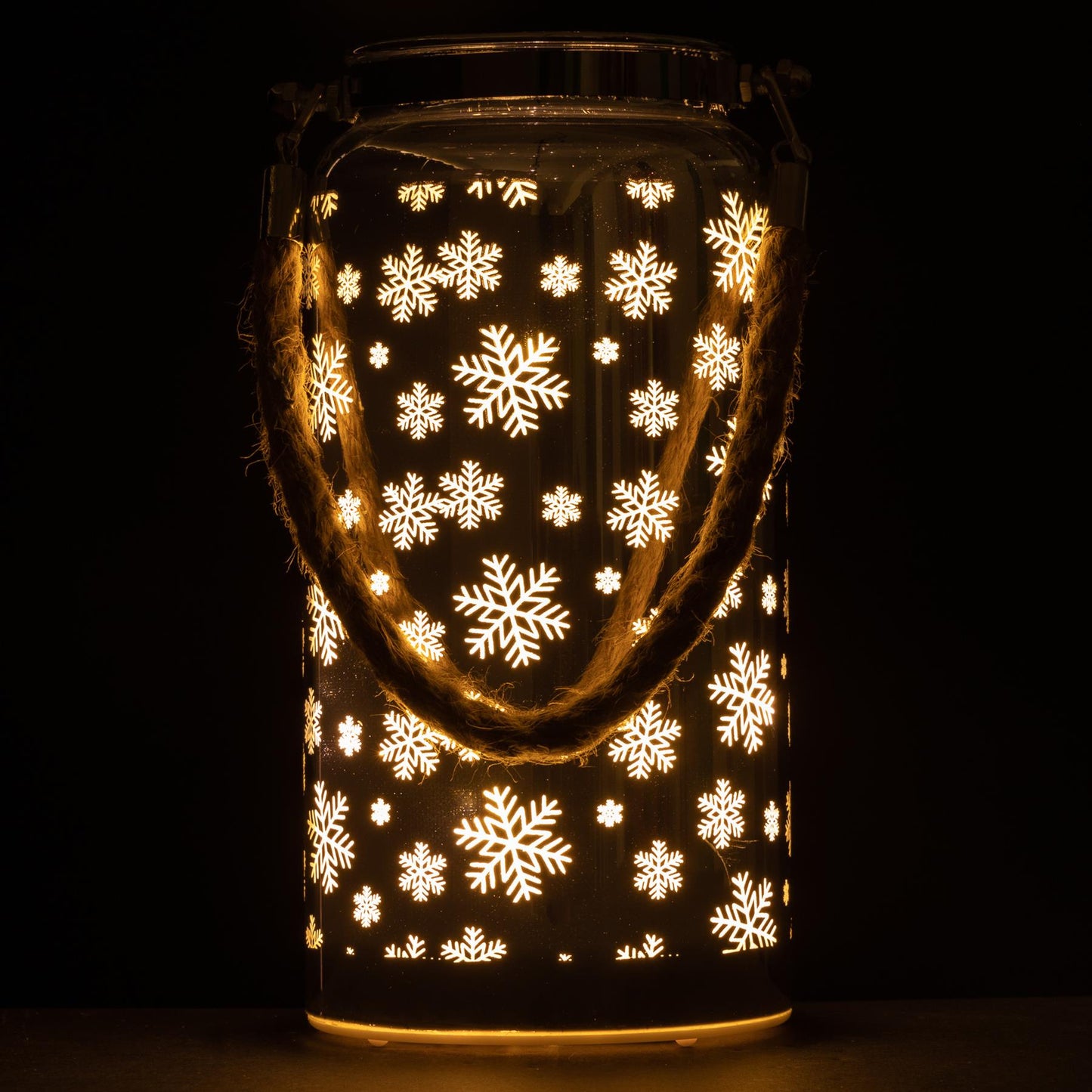 20cm Christmas Decorated Jar - Snowflakes Design