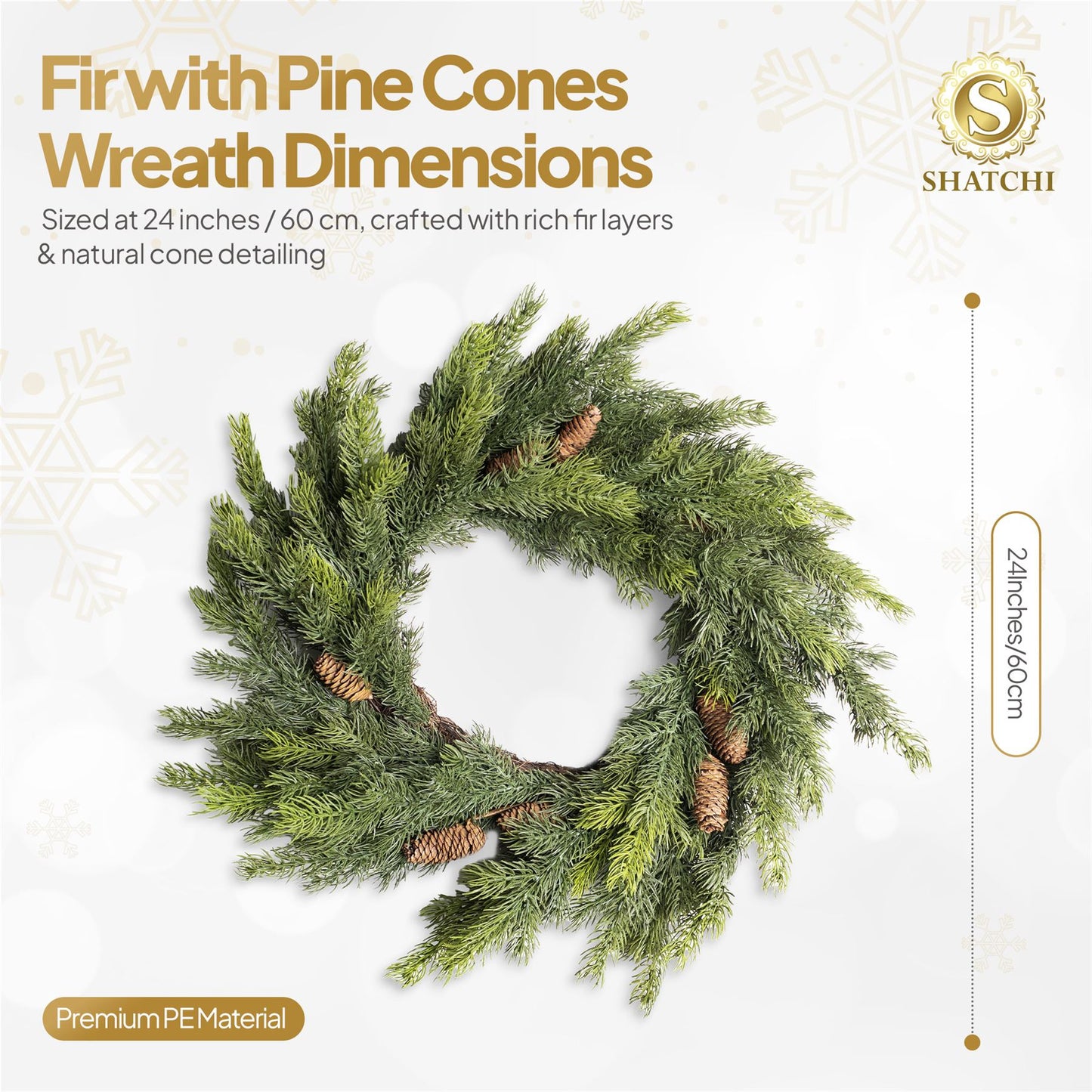 60CM FIR WITH PINE CONES WREATH