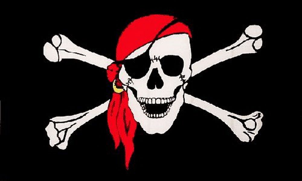 Jolly Roger Pirate Red Scarf Flag - 5x3ft