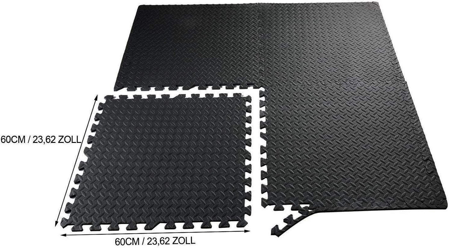 4 pcs Black Puzzle Foam Mats - 60x60x1.1cm