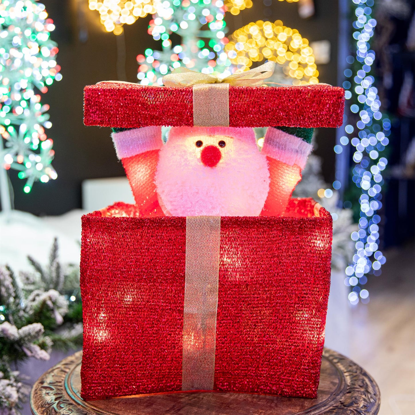 32cm Lighted LED Santa Gift Box