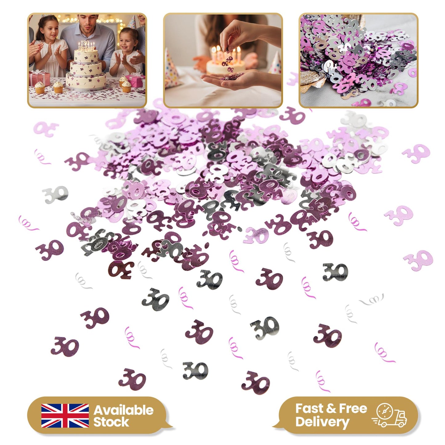 2 x 14g 30th Pink Happy Birthday Confetti