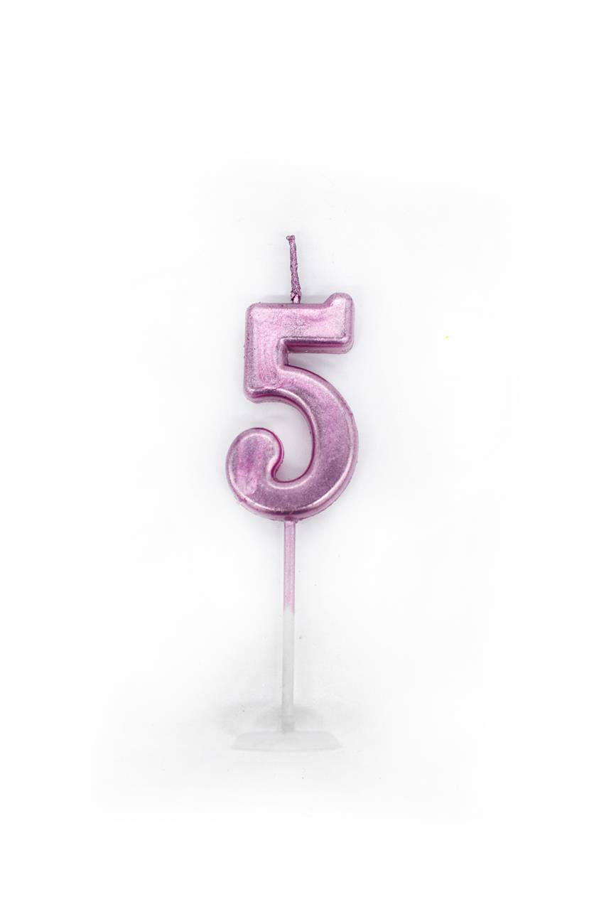 Pink Number 5 Candle