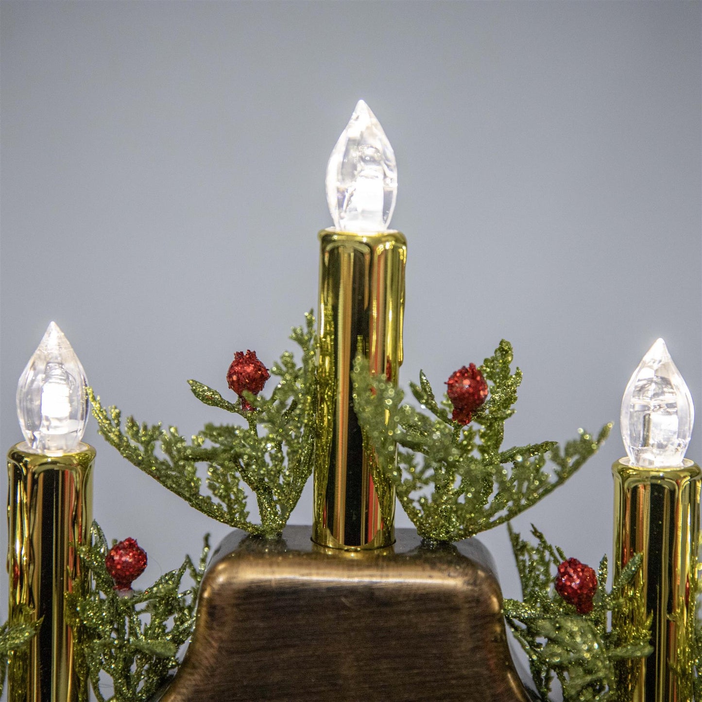 Battery-Operated Brass Finish Candle Bridge - H30xW50xD6.5cm