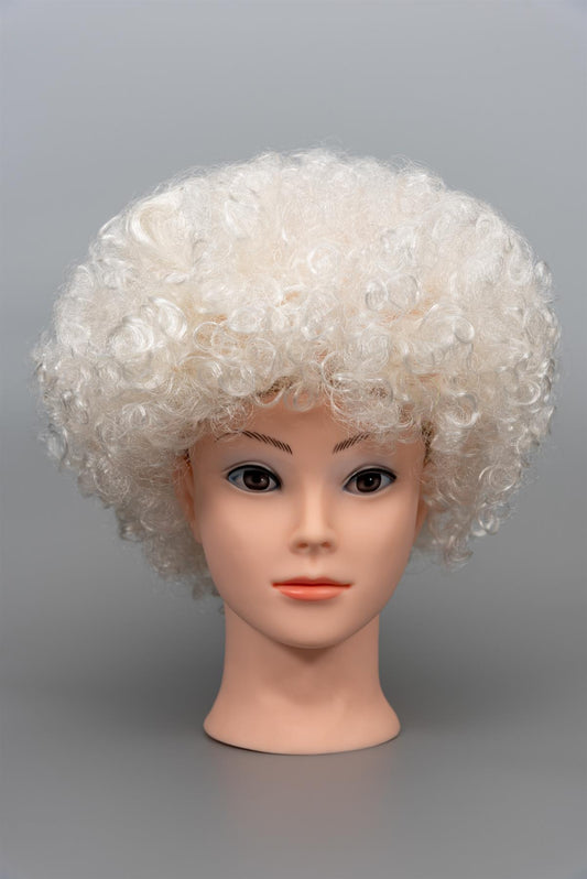 White Afro Curly Wig