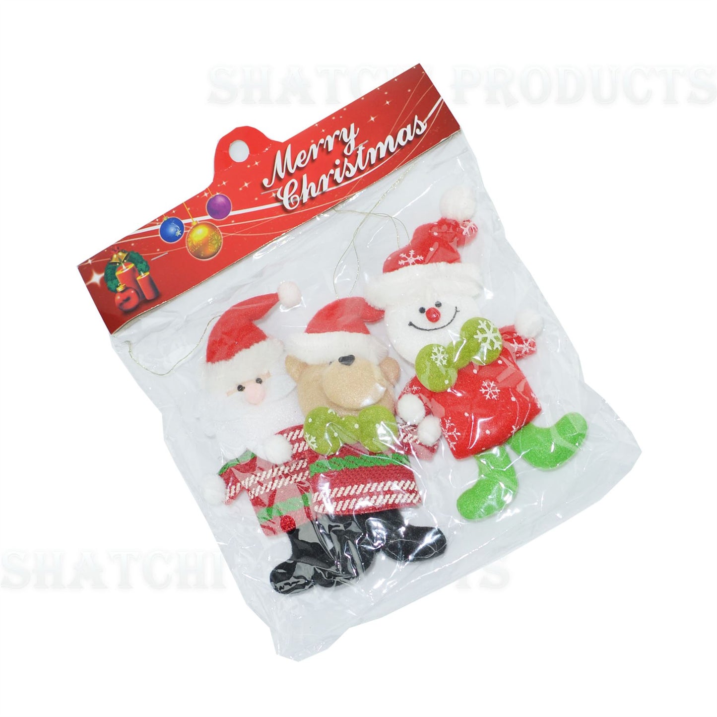 3 Novelty Xmas Hanging Decoration