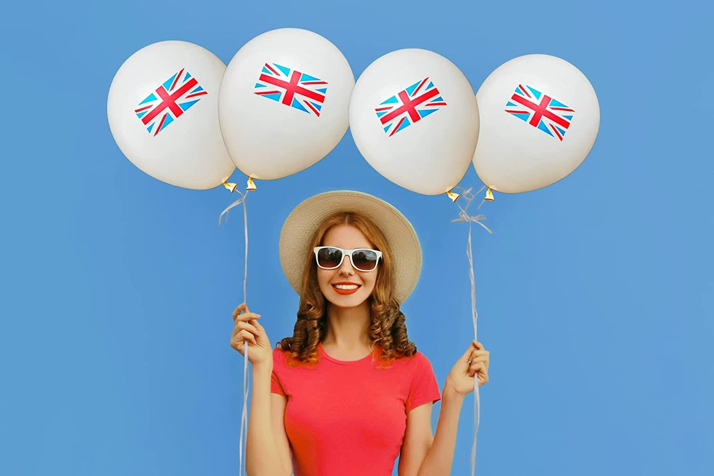 100 Union Jack Flag Printed Balloons (12")