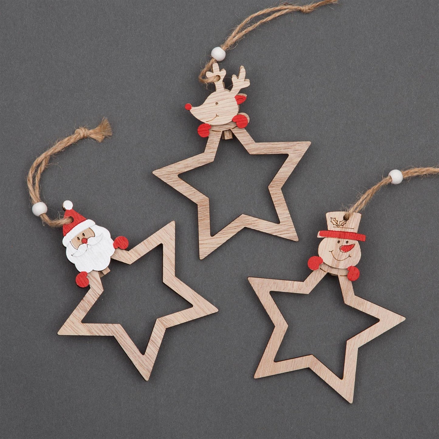 3 pcs Wooden Christmas Tree Ornaments