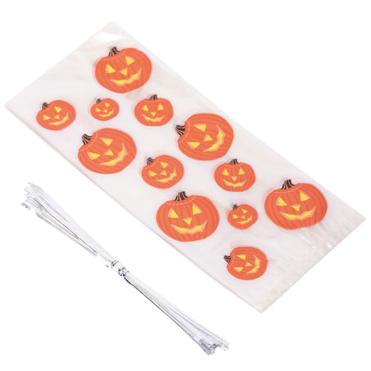 20 Halloween Pumpkin Cellophane Bags