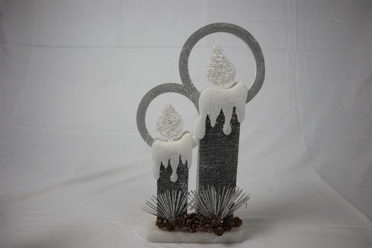 LED Silver Foam Twin Candle - 51cm, 2 LEDs