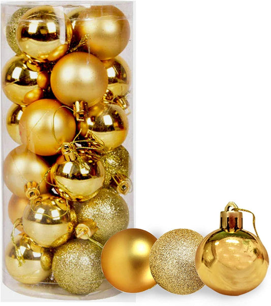 Baubles Deep Gold 3cm - 24Pcs Set PVC