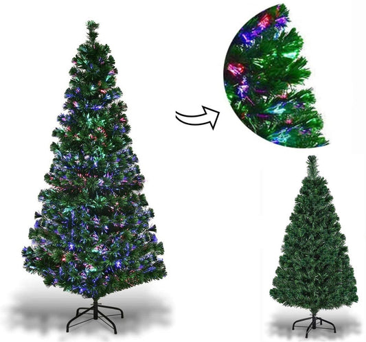 6Ft/180cm Multicolour Fibre Optic Christmas Tree LED Pre-Lit