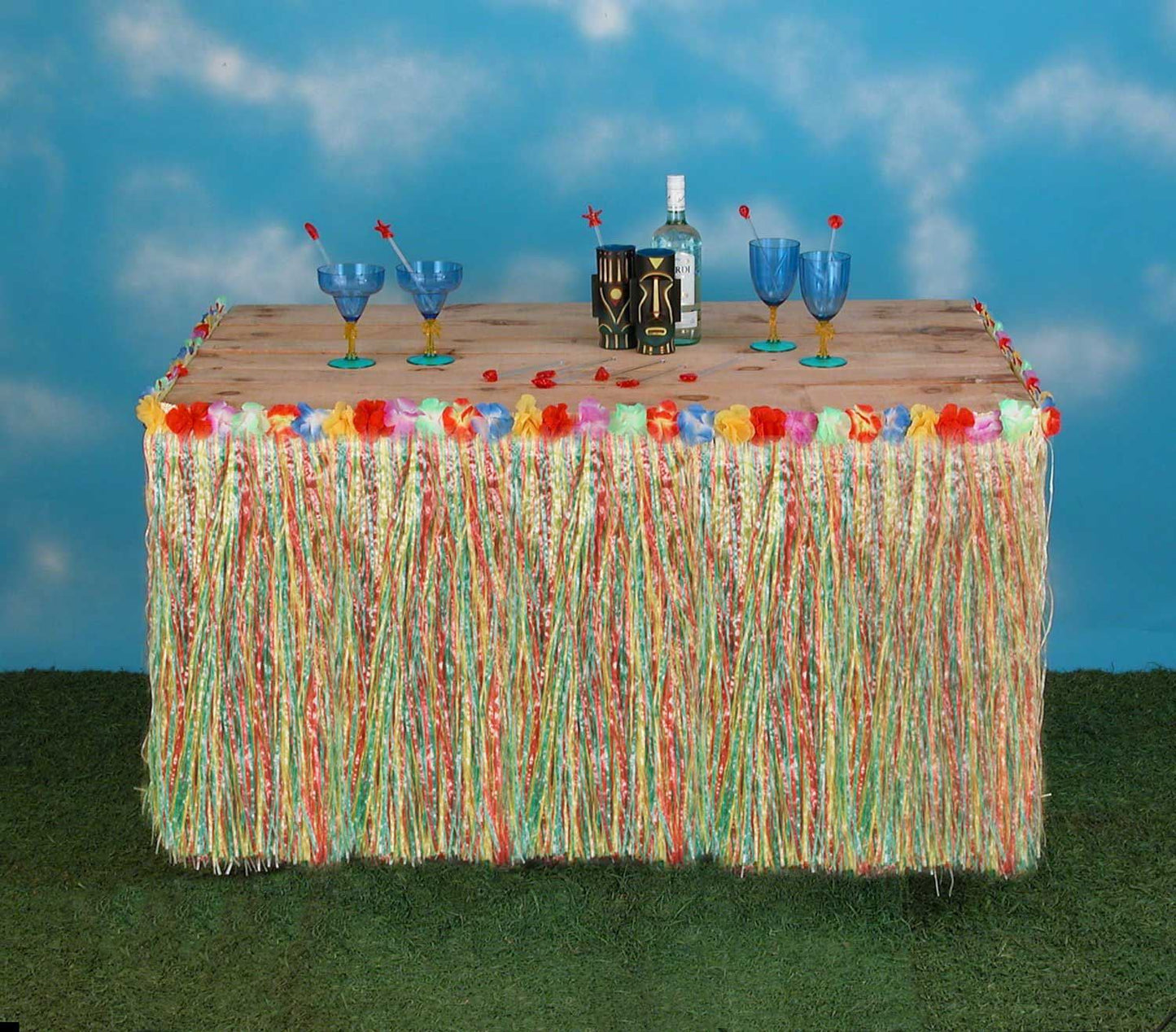 Hawaiian Table Skirt Grass Multi Colour Tropical Garden