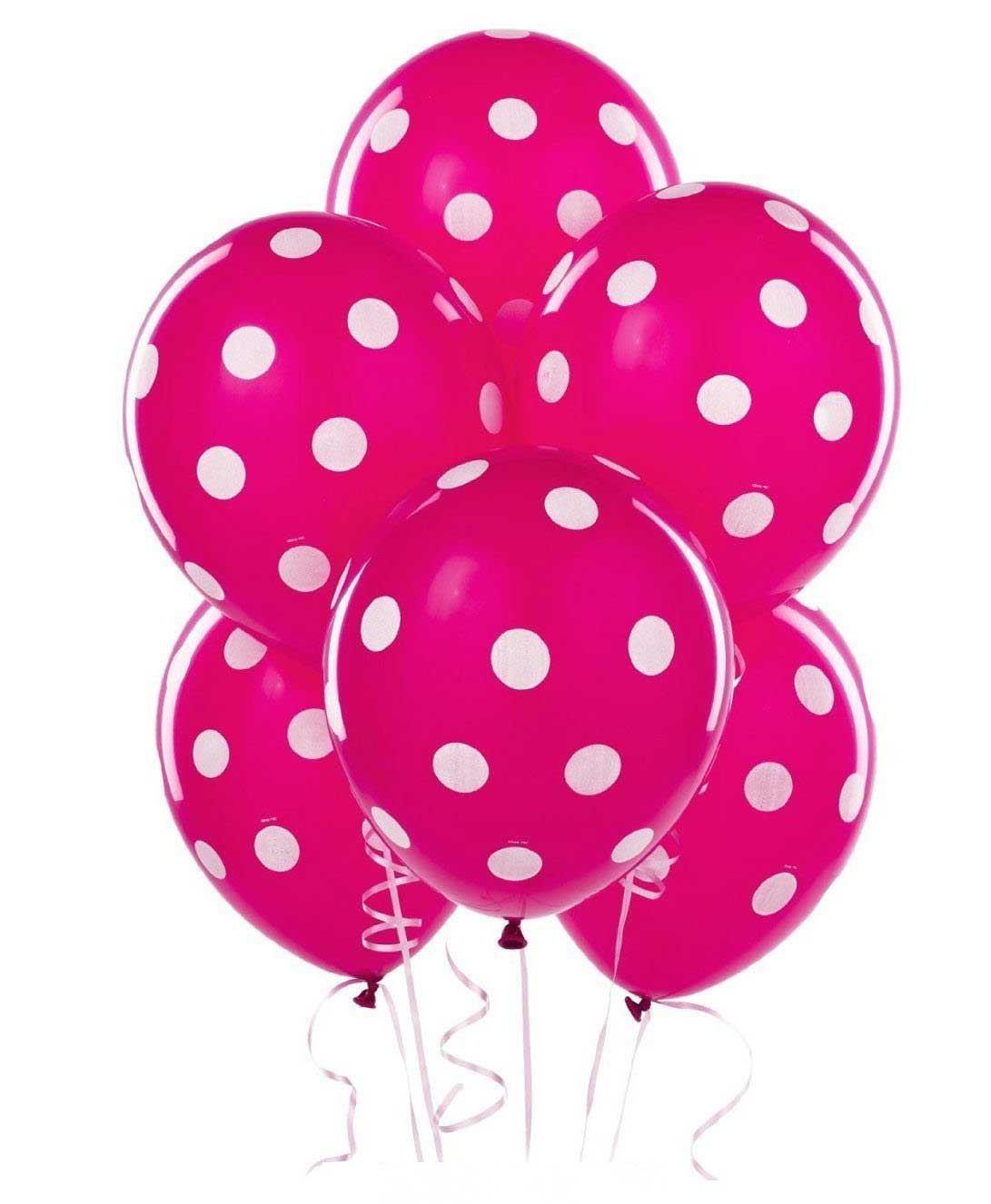 6pcs 12" Polka Dot Dark Pink & Light Pink Balloons