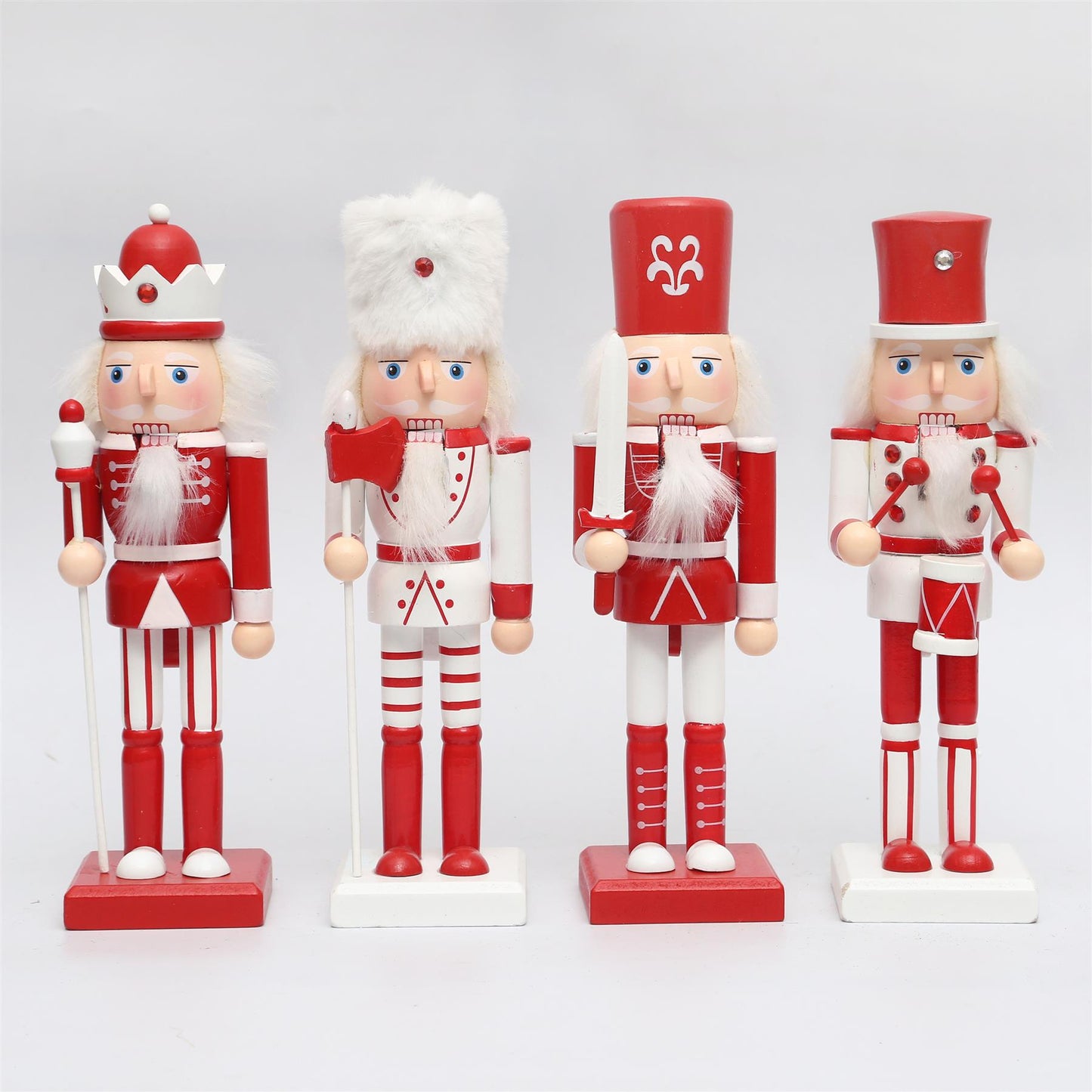 4 Red and White Nutcracker Figures (25cm)