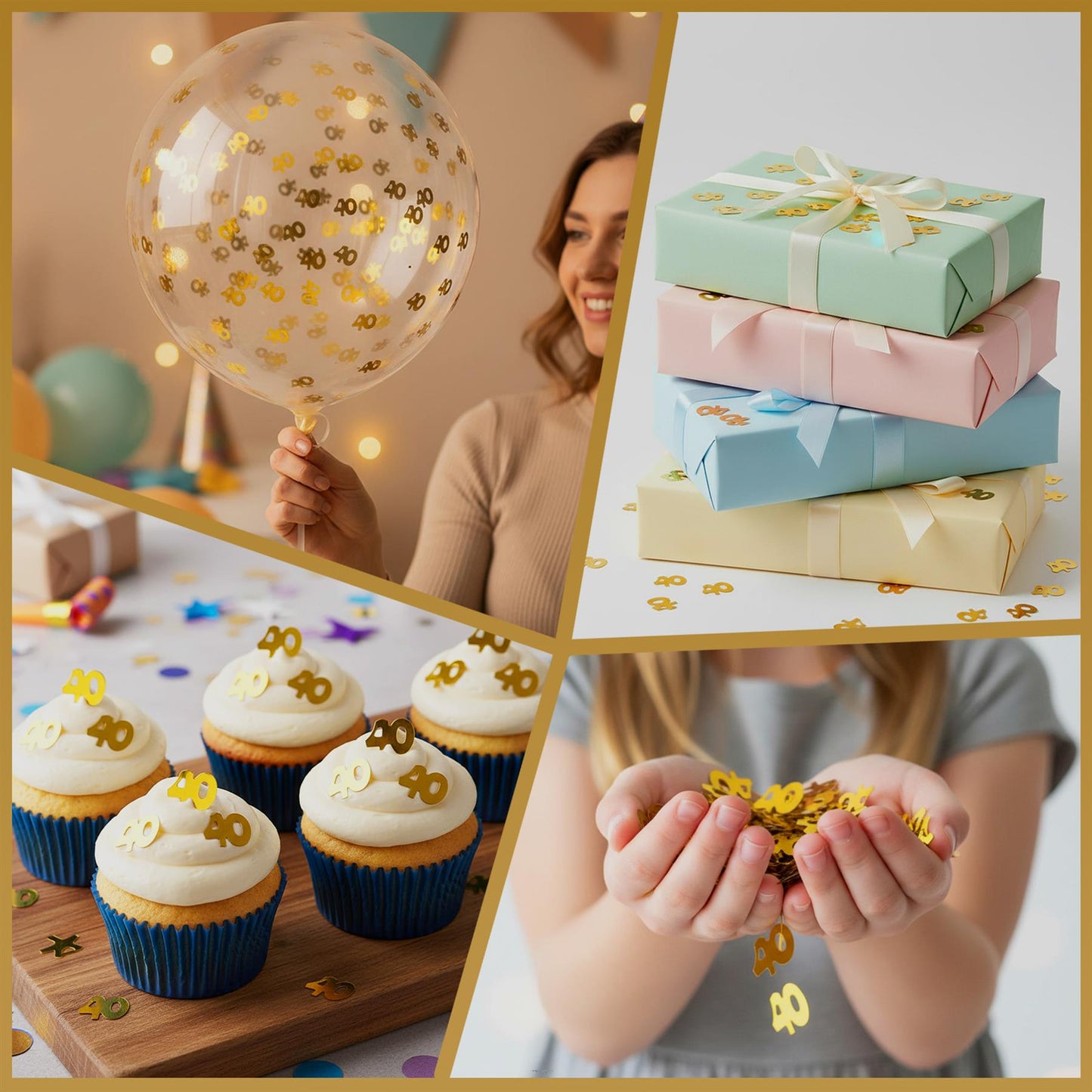 40th Birthday Confetti Gold 14G 4PK