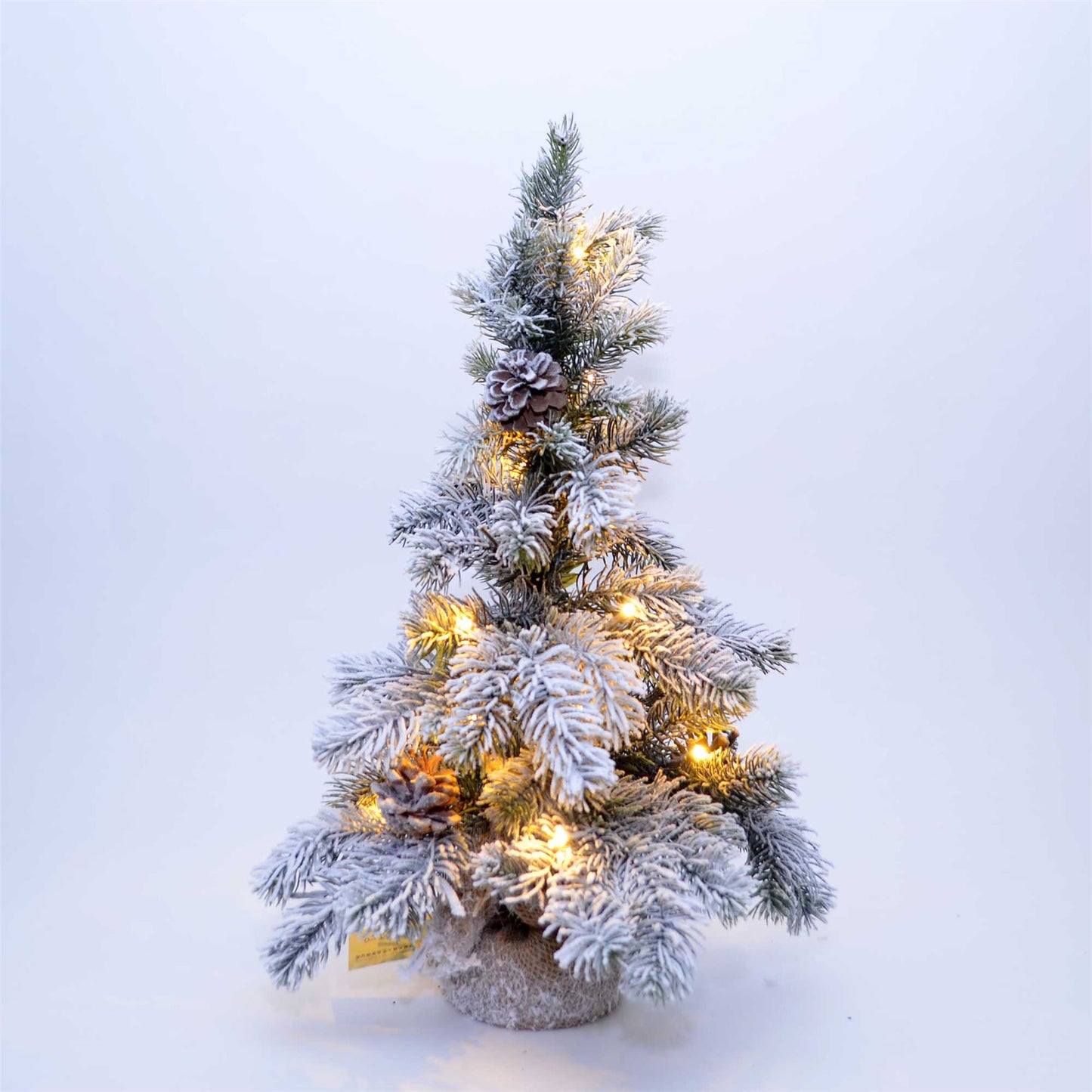 50cm Pre-Lit Novelty Christmas Tree with Frosted Tips and Pine Cones