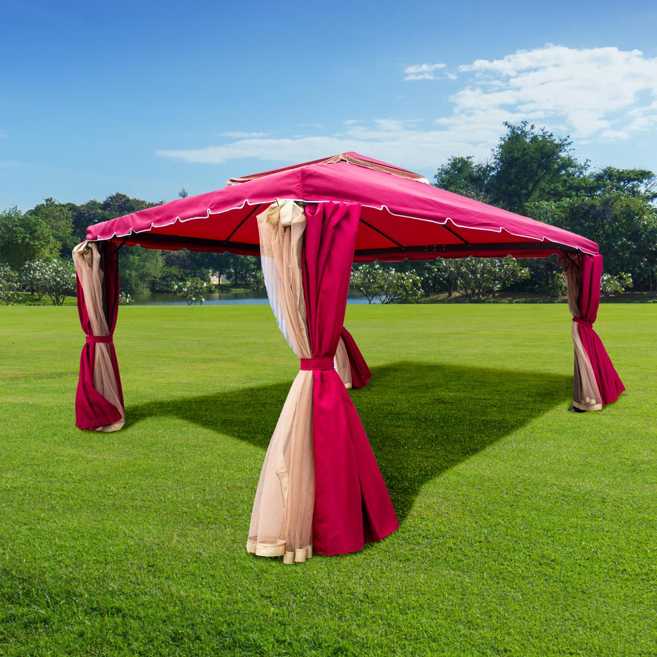 3x4x2.75m Red Gazebo with Nets