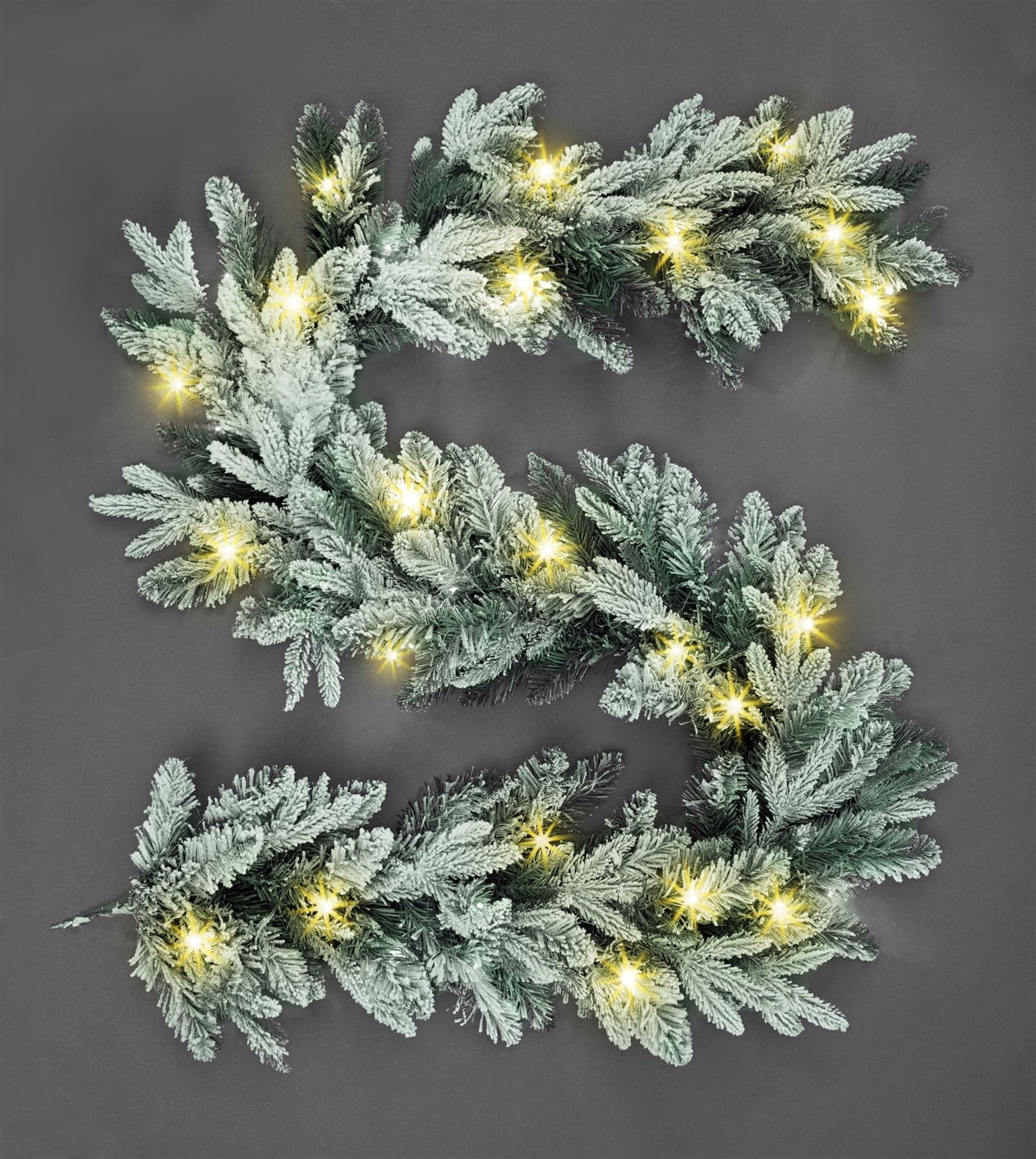 Pre-Lit Warm White LEDs Lapland Fir Snow Flocked Garland