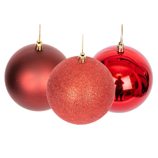 Dark Red Baubles - 10cm, 6-Piece Set, PVC