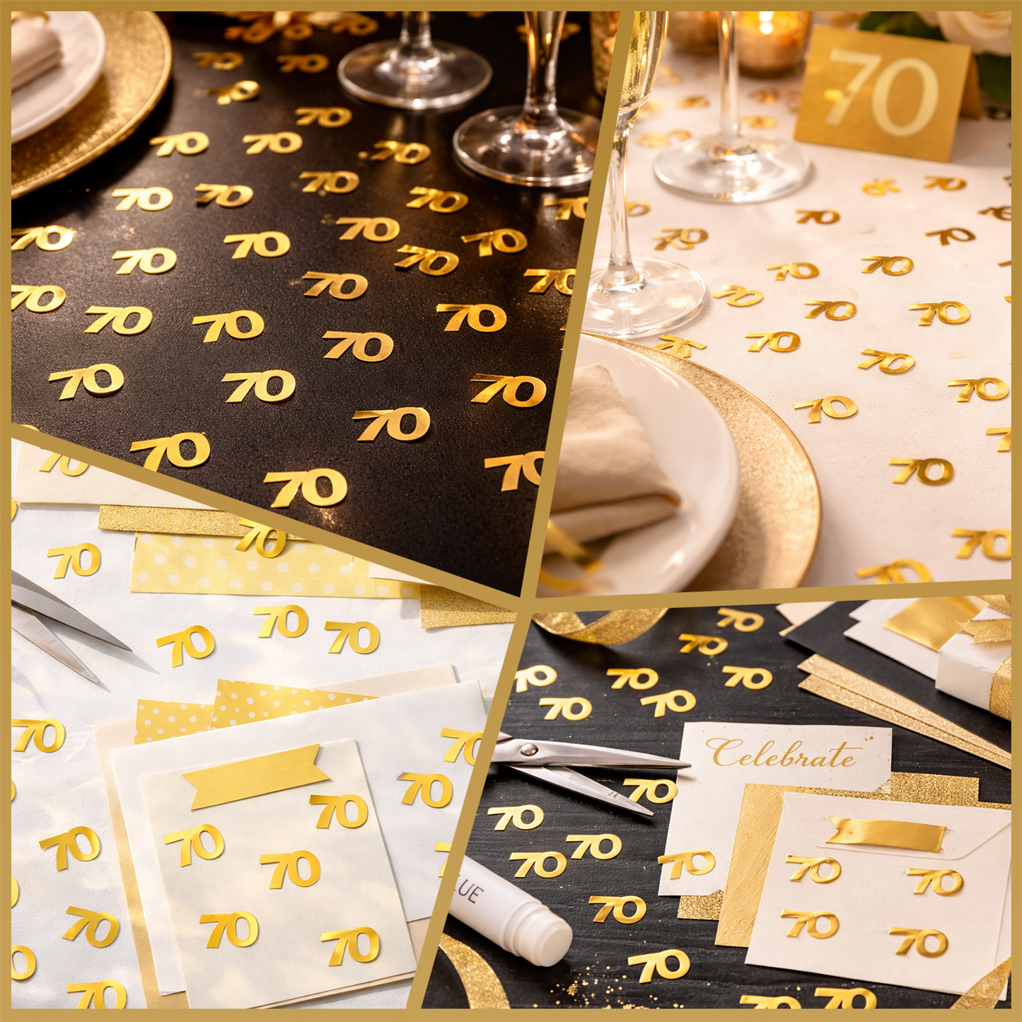 70th Birthday Confetti Gold 14G 2PK