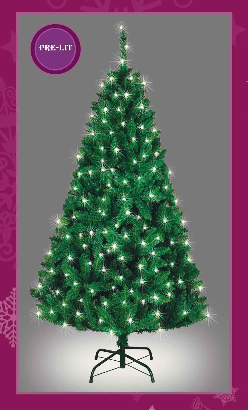 8ft Pre-Lit Imperial Pine Christmas Tree with Green and White LEDs