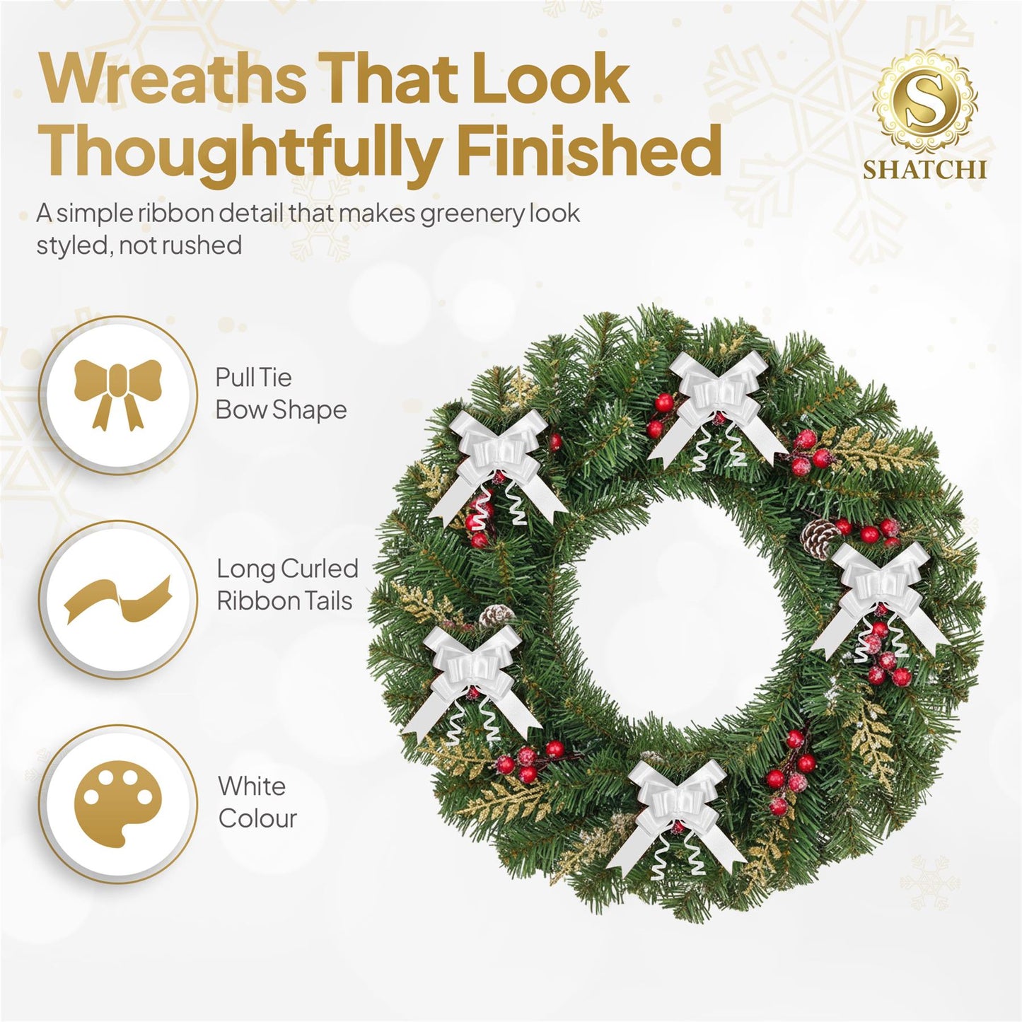 10 White Pullbows - 30mm