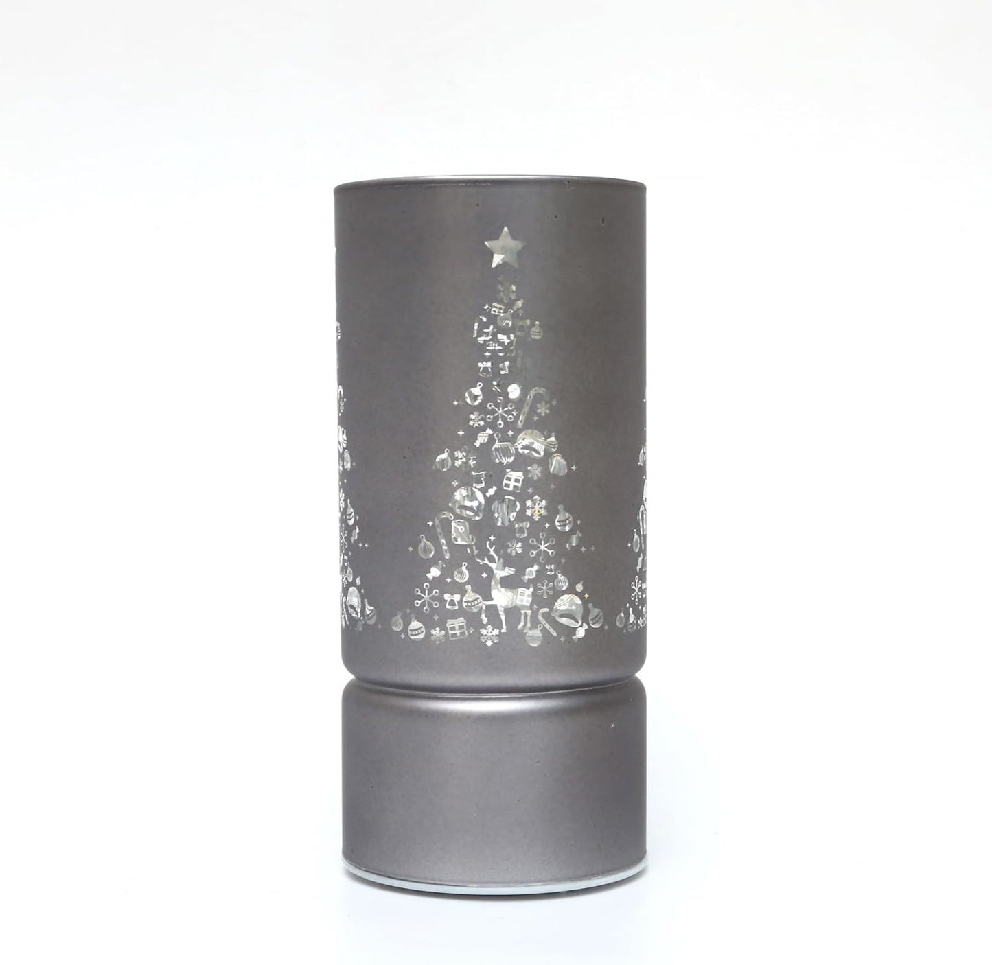 17cm LED Grey Glass Christmas Vase