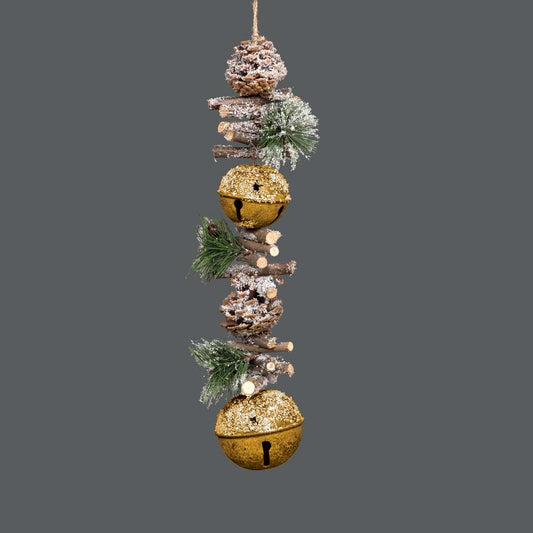 50cm Garland Hanging Decoration with Gold Double Bells