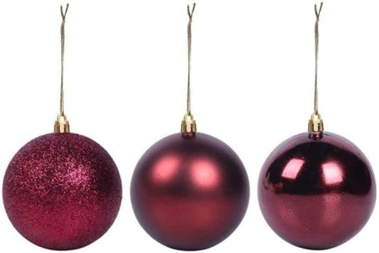 12 Burgundy Baubles (5cm)