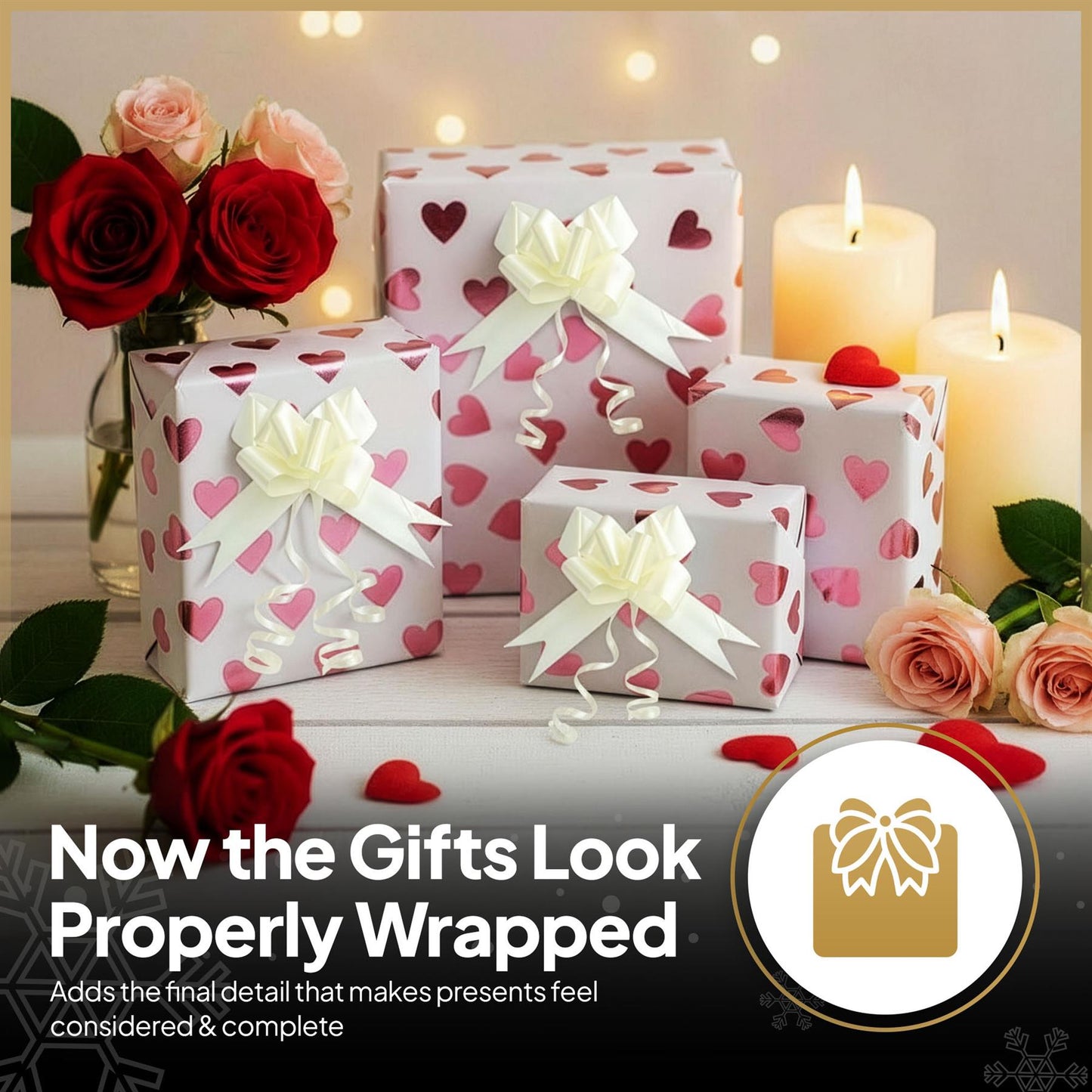 Shatchi 20pcs Ivory 30mm/3cm Pull Bows Gift Wrap & Hampers