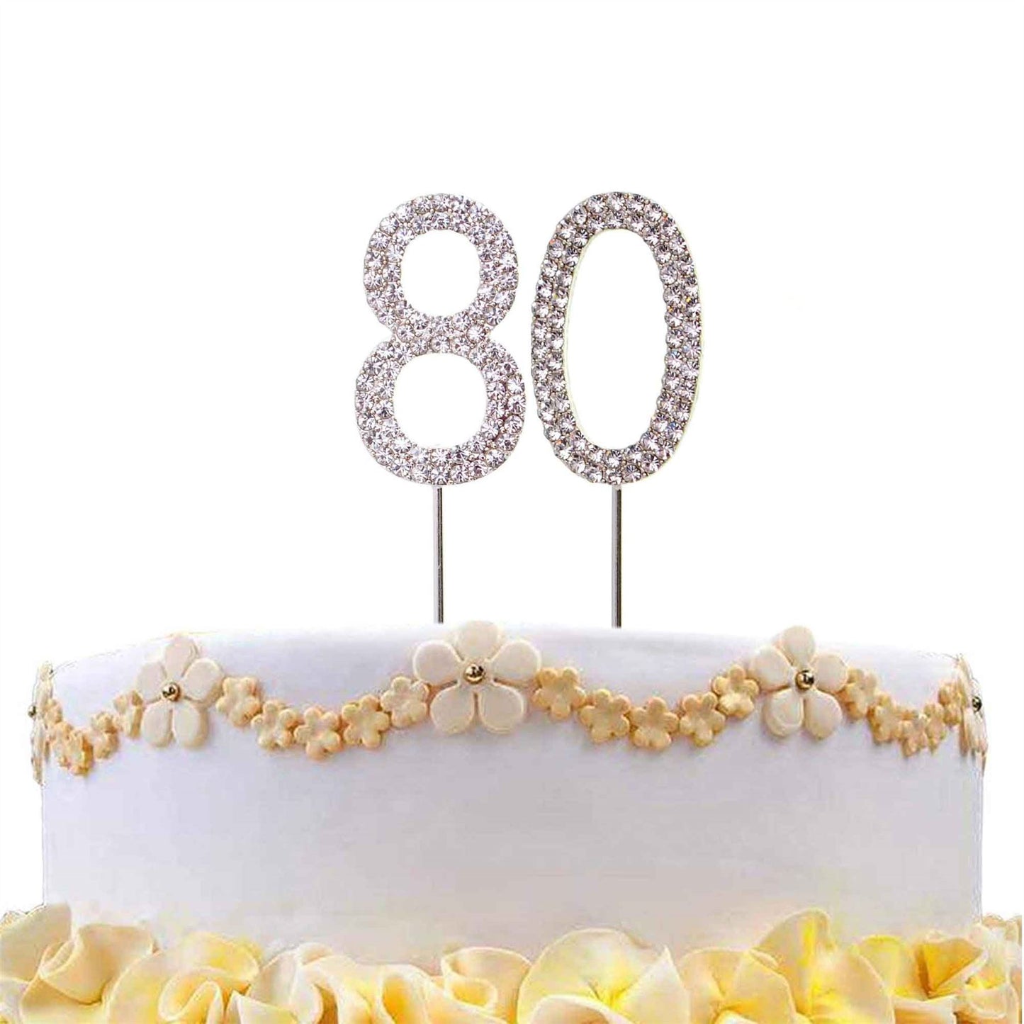 Silver Diamond Number 80 Cake Topper