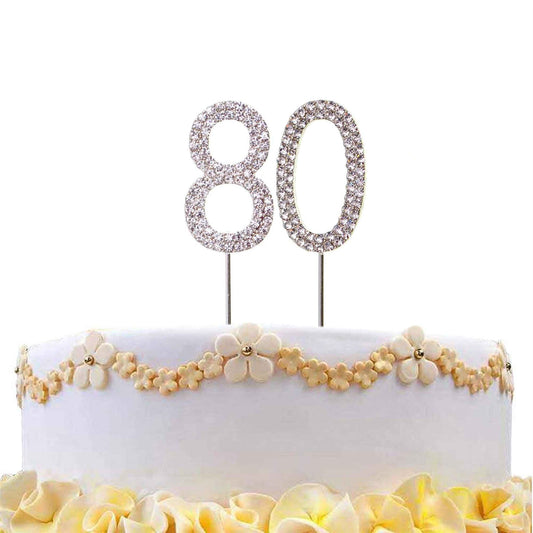 Silver Diamond Number 80 Cake Topper