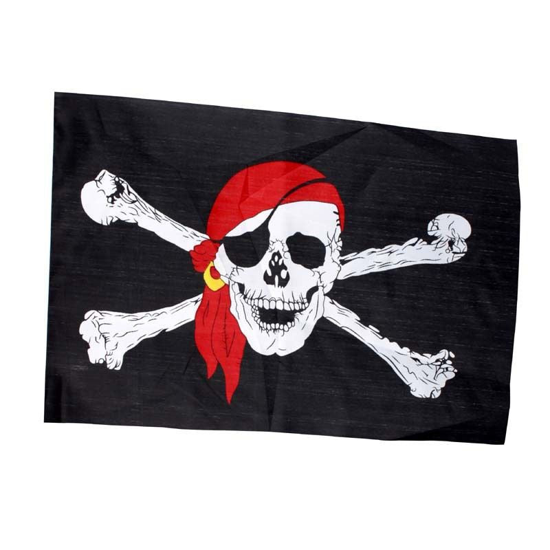 Jolly Roger Pirate Red Scarf Flag - 5x3ft