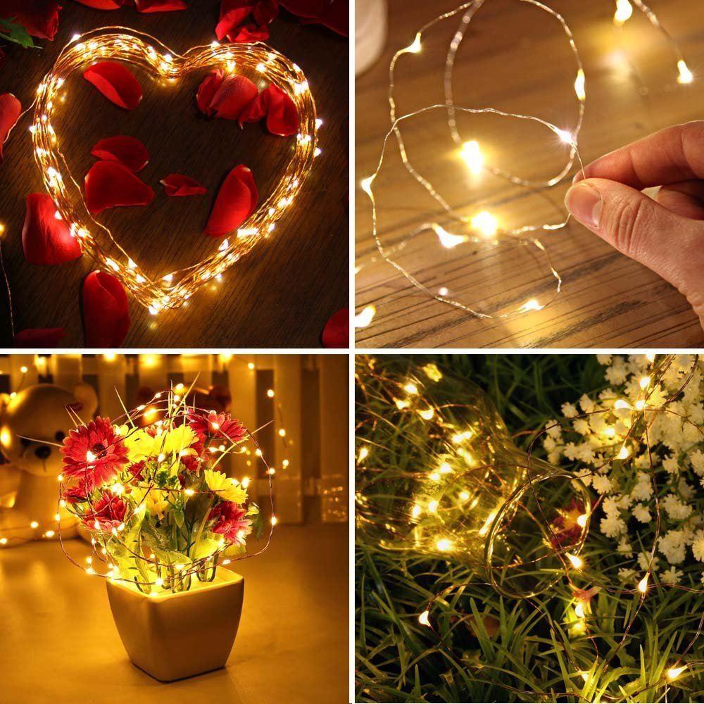 100 Warm White LED Battery Fairy String Lights - 10m