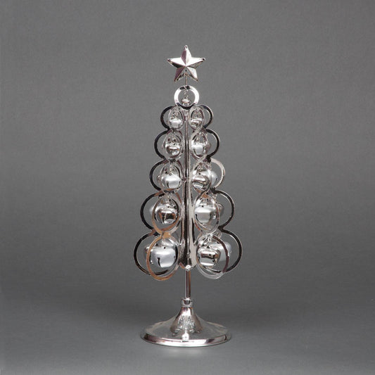 13.5Inch Table Top Christmas Tree Silver Decorated With Bells