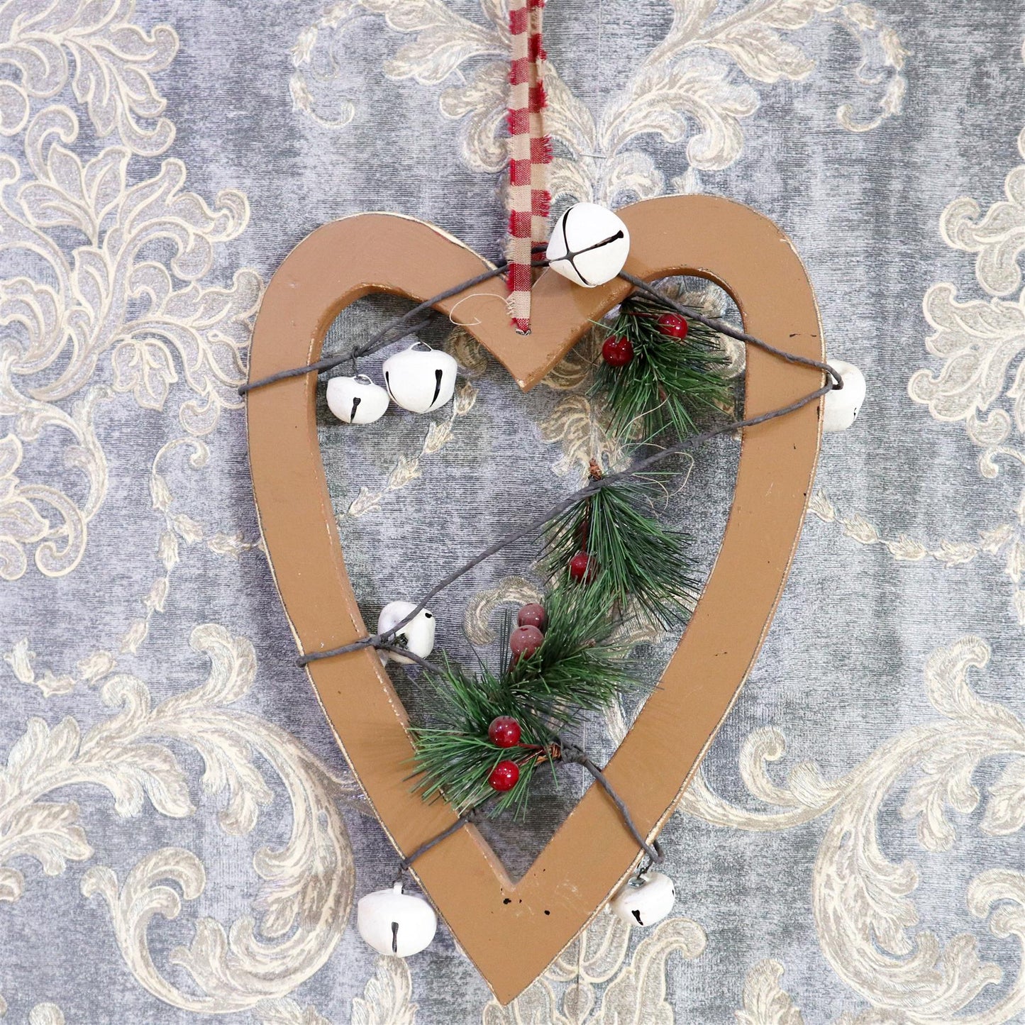 36cm Light Brown Heart Hanging Decoration