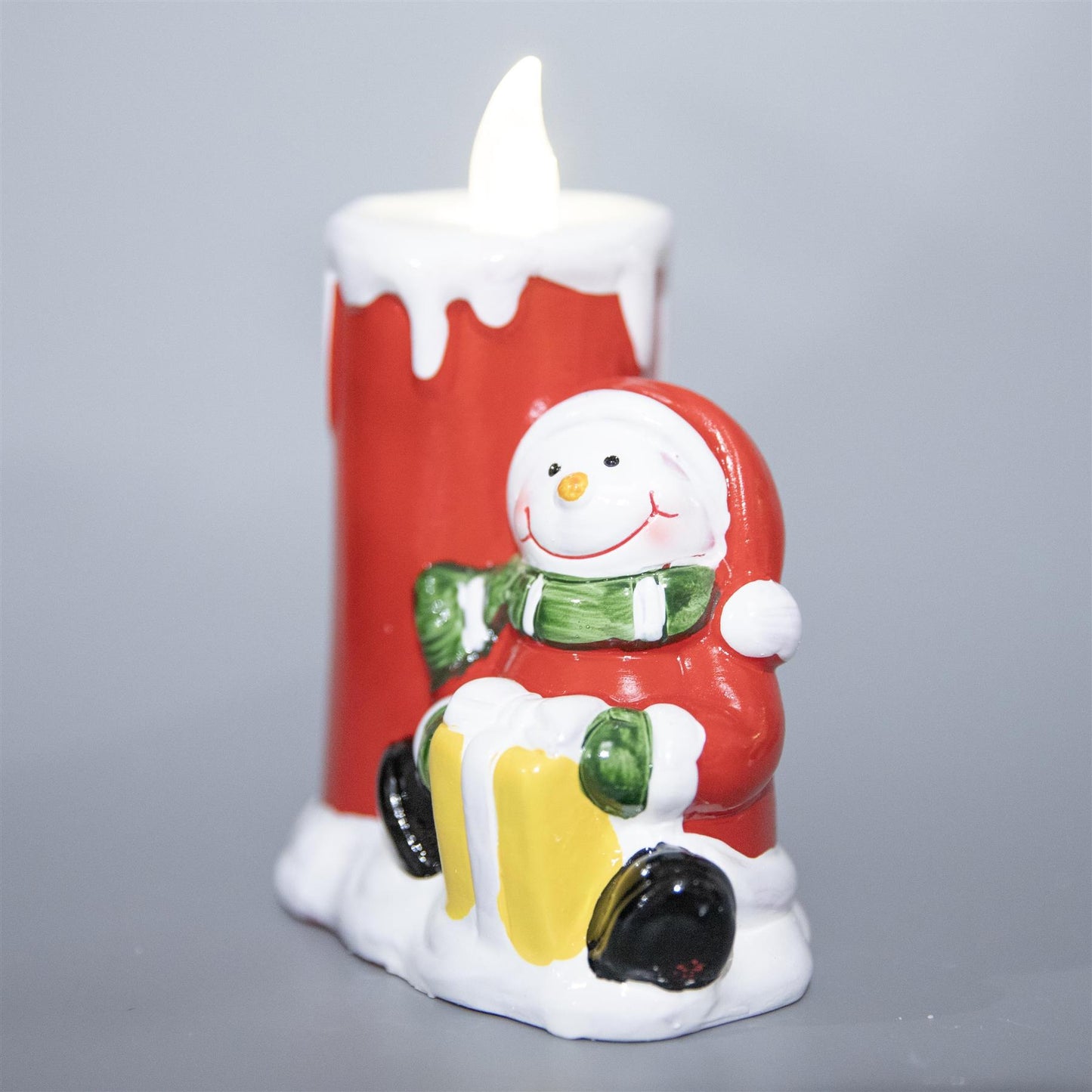 2 Pcs Assorted Santa & Snowman Resin Christmas Flameless LED Candles - Battery Operated 11.76.514.2cm