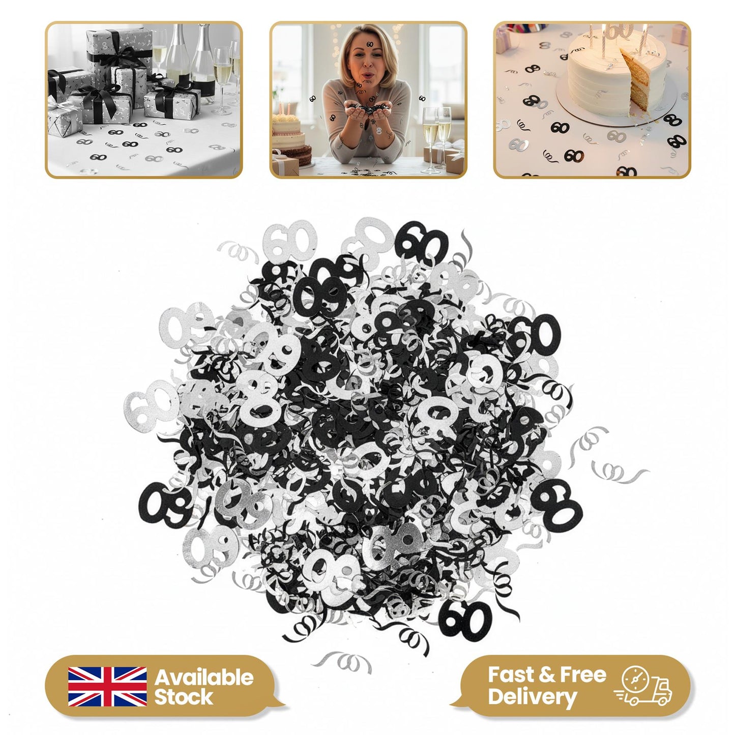 2 x 14g 60th Blue Happy Birthday Confetti